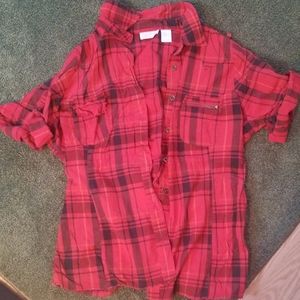 Maurices Red Plaid Button Down